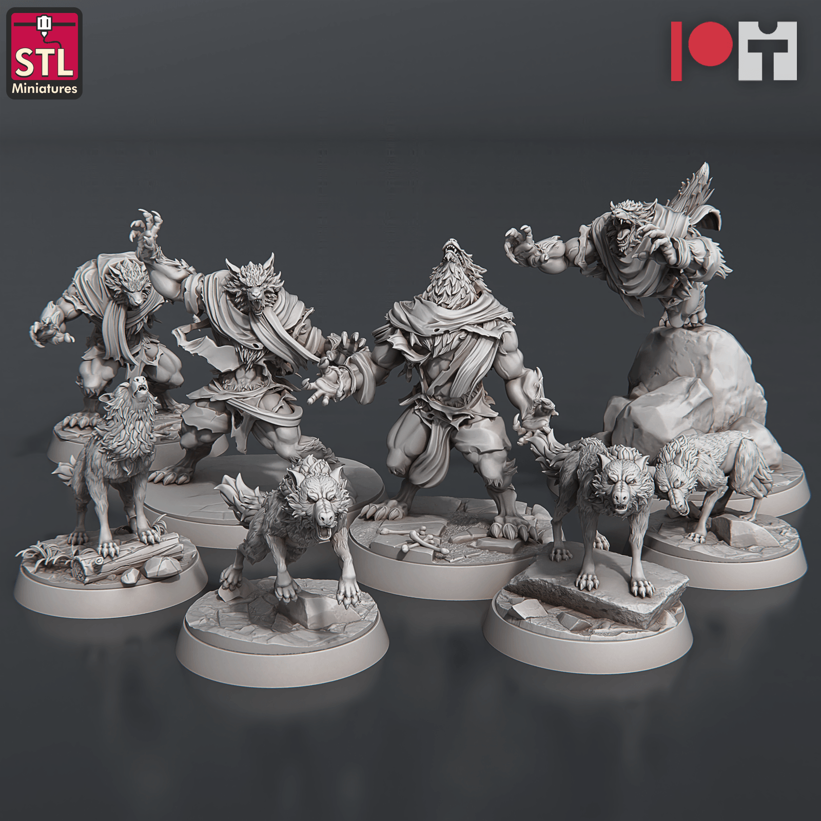 3D Printed STL Miniatures Wolves and Werewolves 28mm - 32mm War Gaming D&D - 3D Printing Boss 