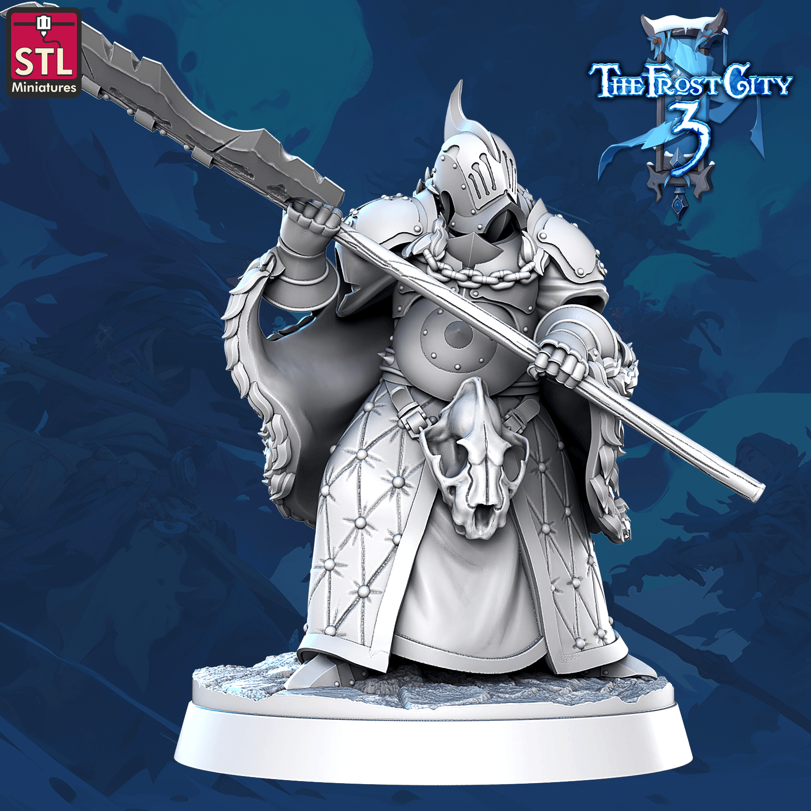 3D Printed STL Miniatures Wraith Knight Core Characters The Frost City 3 28 - 32mm War Gaming D&D - 3D Printing Boss 