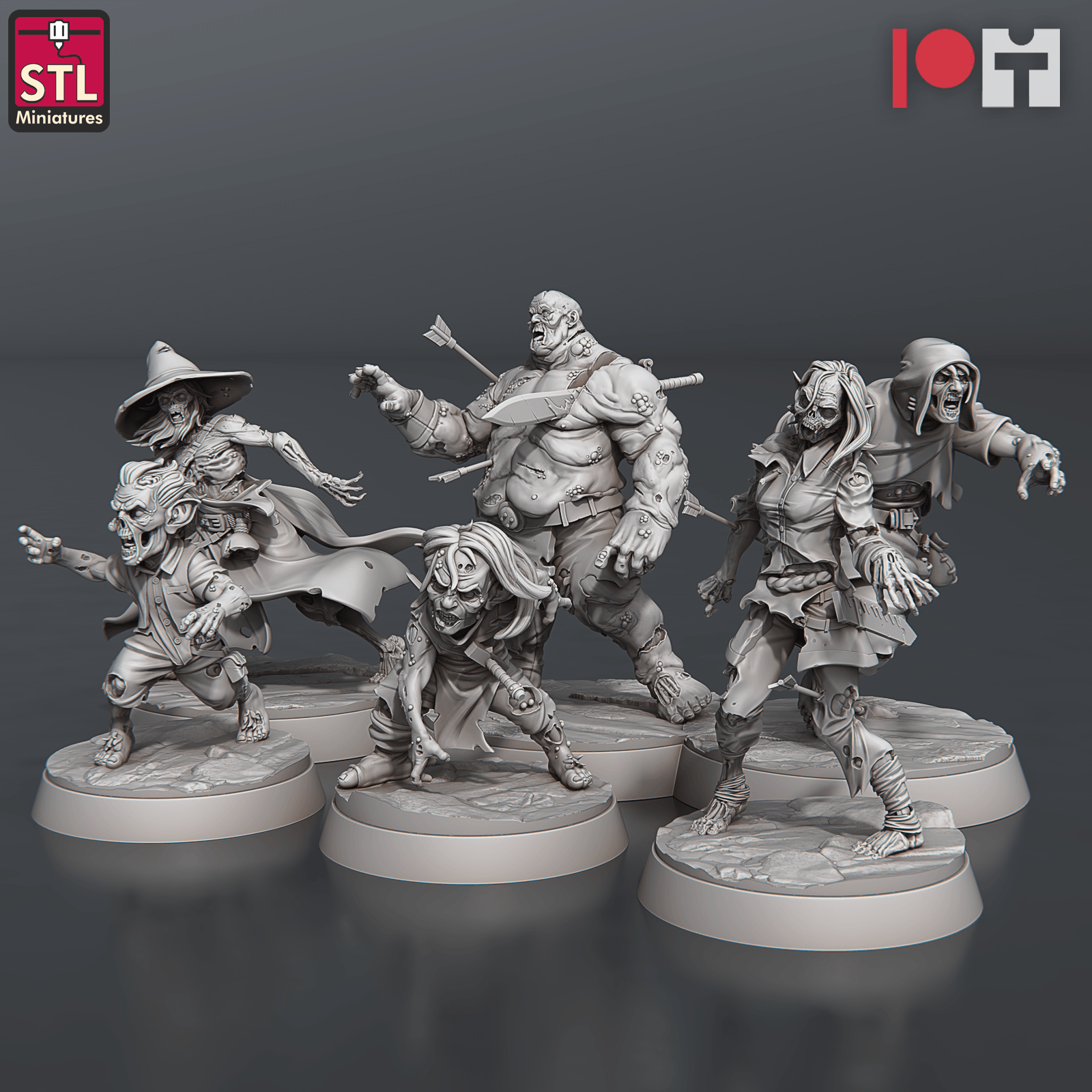 3D Printed STL Miniatures Zombie Set 28 - 32mm War Gaming D&D - 3D Printing Boss 