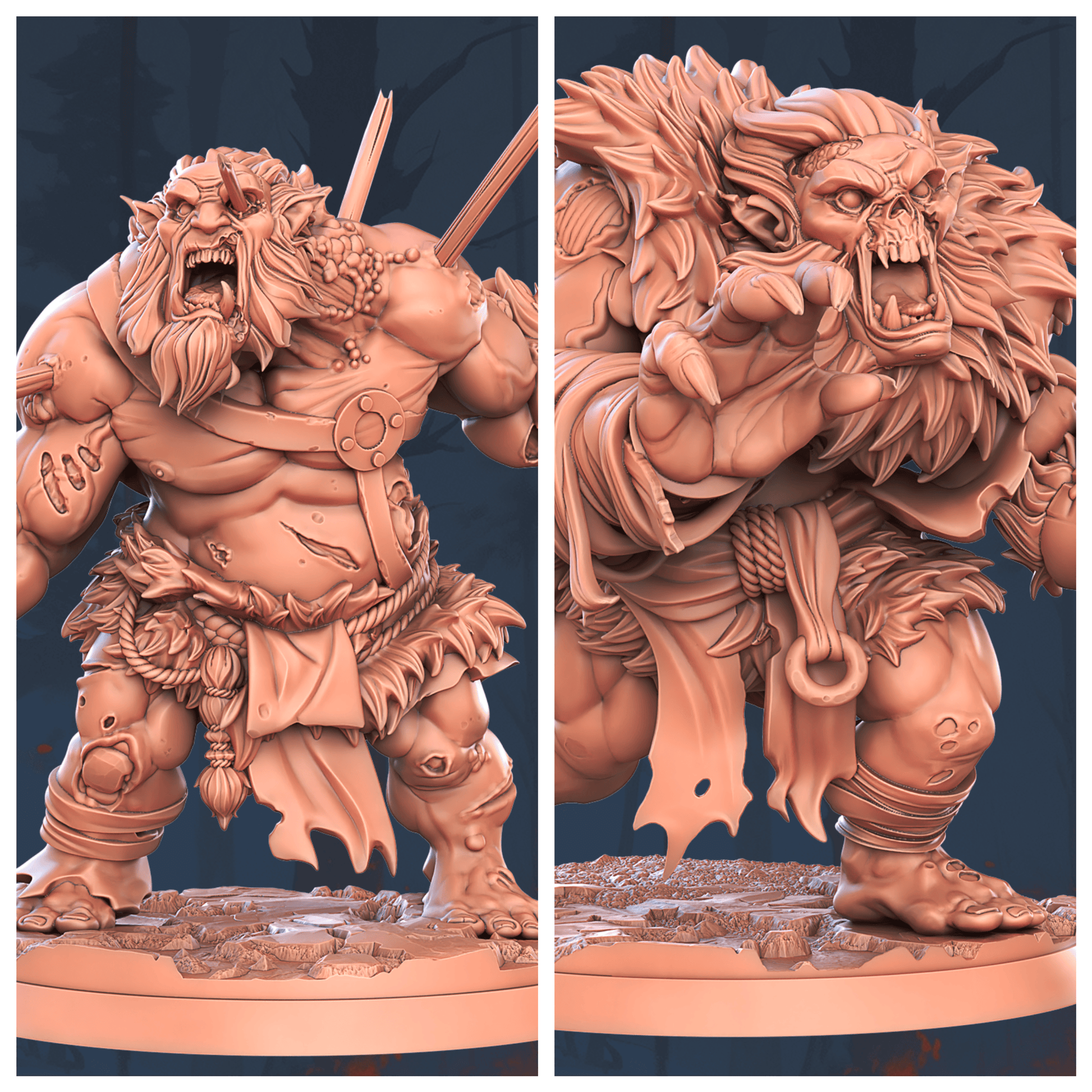 3D Printed STL Miniatures Zombie Troll Set 28 - 32mm War Gaming D&D - 3D Printing Boss 