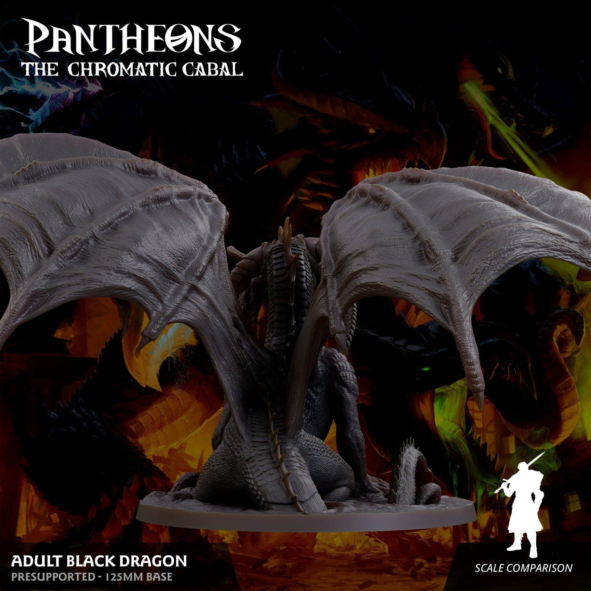 3D Printed Sordane Publishing Adult Black Dragon Pantheons The Chromatic Cabal 28 32mm D&D - 3D Printing Boss 