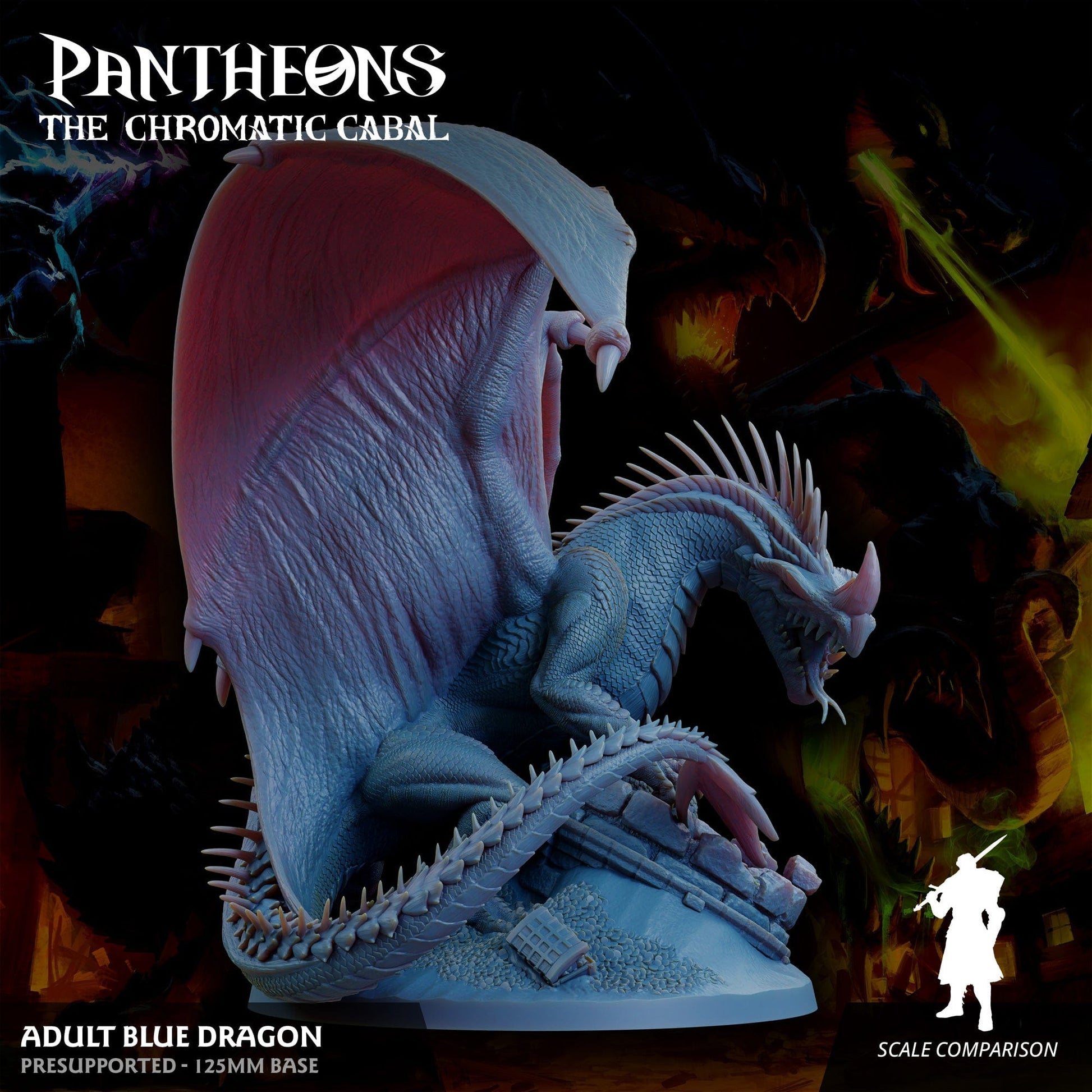 3D Printed Sordane Publishing Adult Blue Dragon Pantheons The Chromatic Cabal 28 32mm D&D - 3D Printing Boss 