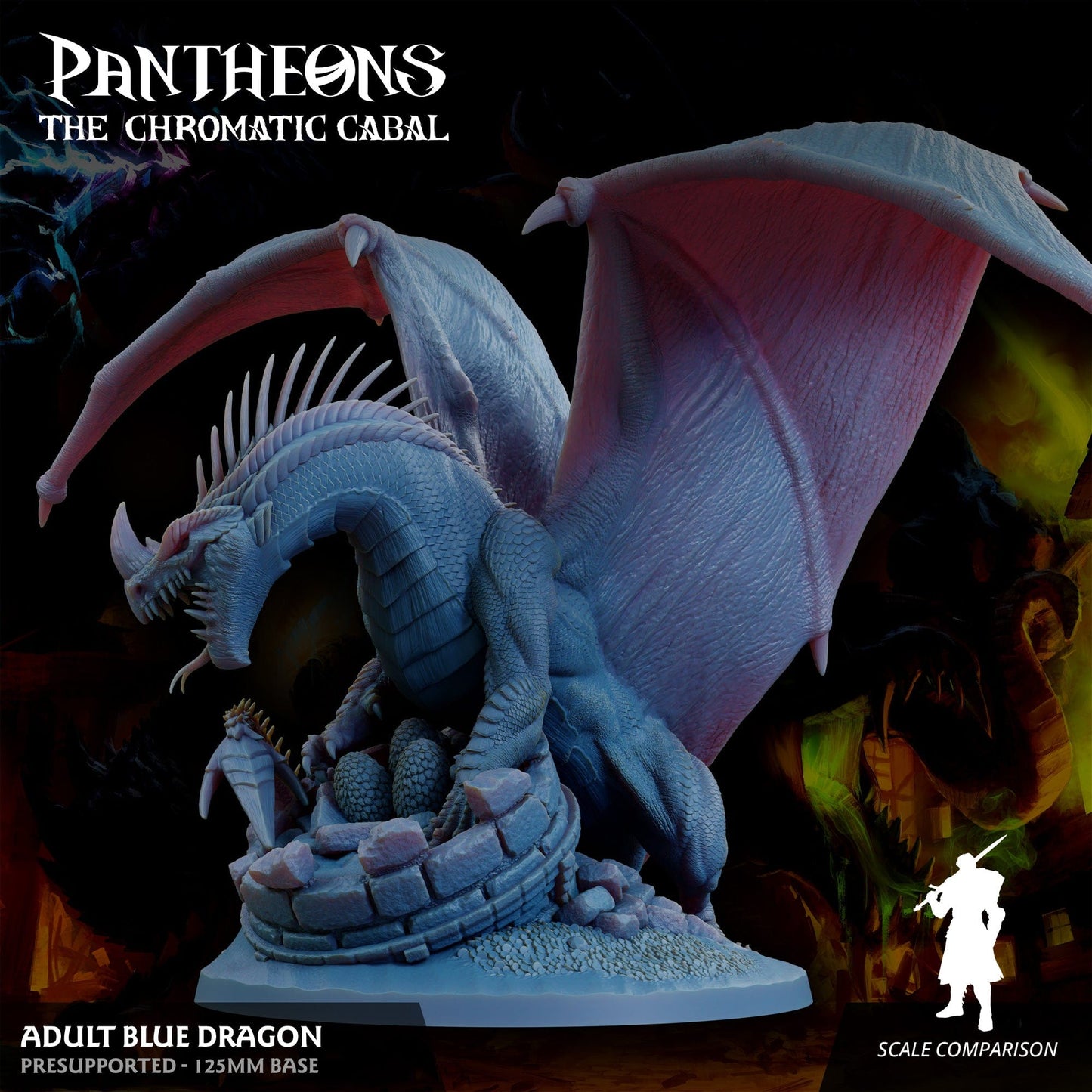 3D Printed Sordane Publishing Adult Blue Dragon Pantheons The Chromatic Cabal 28 32mm D&D - 3D Printing Boss 