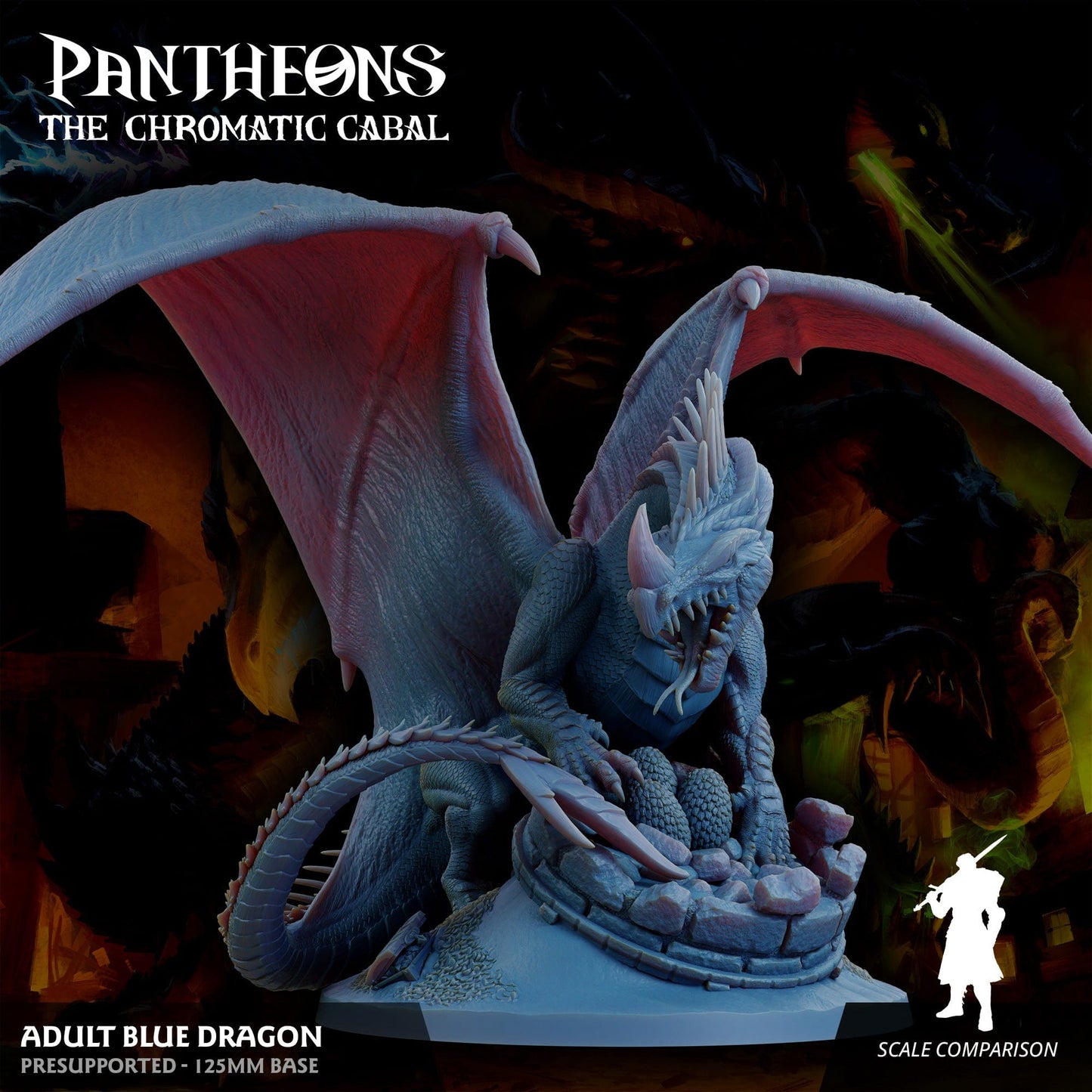 3D Printed Sordane Publishing Adult Blue Dragon Pantheons The Chromatic Cabal 28 32mm D&D - 3D Printing Boss 