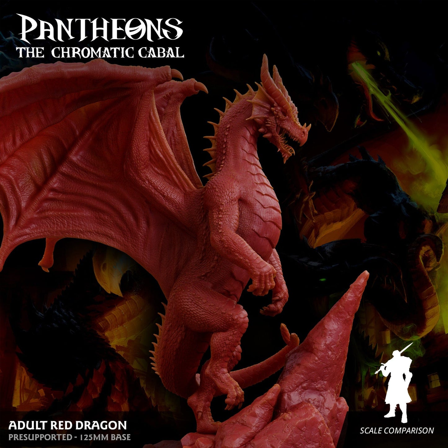 3D Printed Sordane Publishing Adult Red Dragon Pantheons The Chromatic Cabal 28 32mm D&D - 3D Printing Boss 