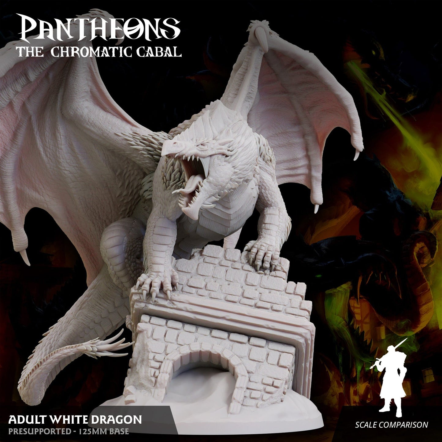 3D Printed Sordane Publishing Adult White Dragon Pantheons The Chromatic Cabal 28 32mm D&D - 3D Printing Boss 