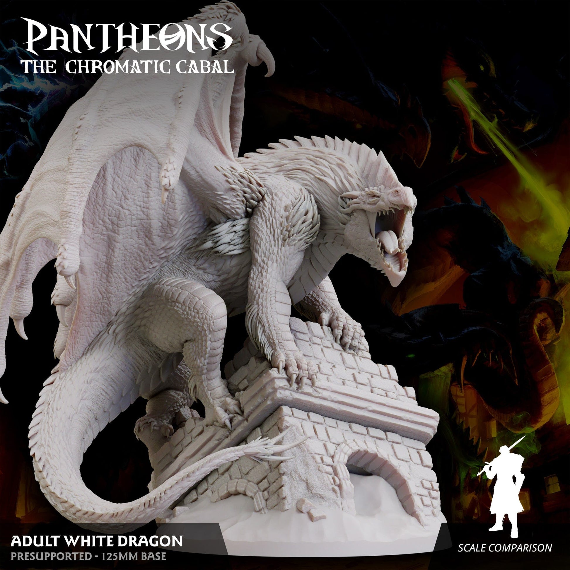 3D Printed Sordane Publishing Adult White Dragon Pantheons The Chromatic Cabal 28 32mm D&D - 3D Printing Boss 