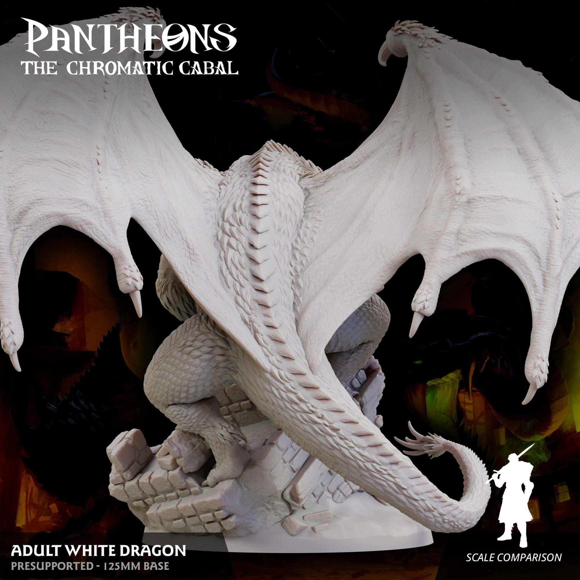 3D Printed Sordane Publishing Adult White Dragon Pantheons The Chromatic Cabal 28 32mm D&D - 3D Printing Boss 