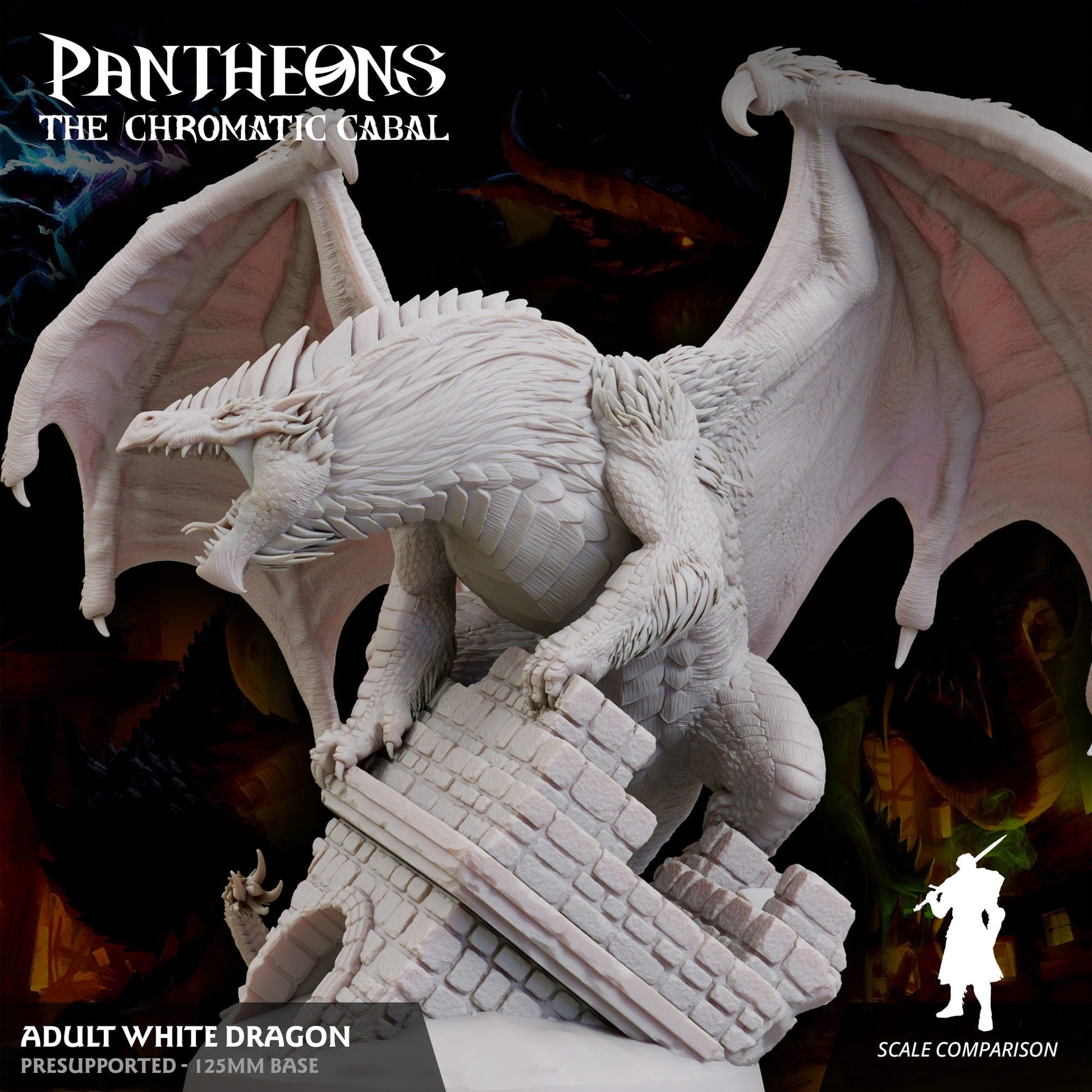 3D Printed Sordane Publishing Adult White Dragon Pantheons The Chromatic Cabal 28 32mm D&D - 3D Printing Boss 
