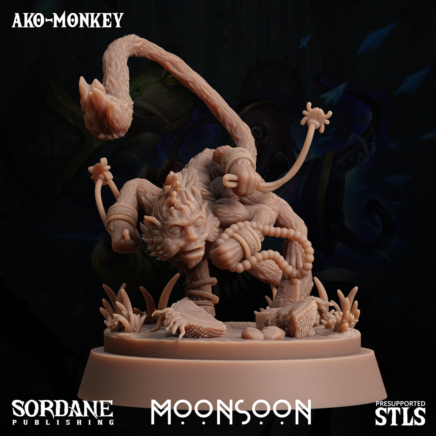 3D Printed Sordane Publishing Ako Monkey Moonsoon 28 32mm D&D - 3D Printing Boss 