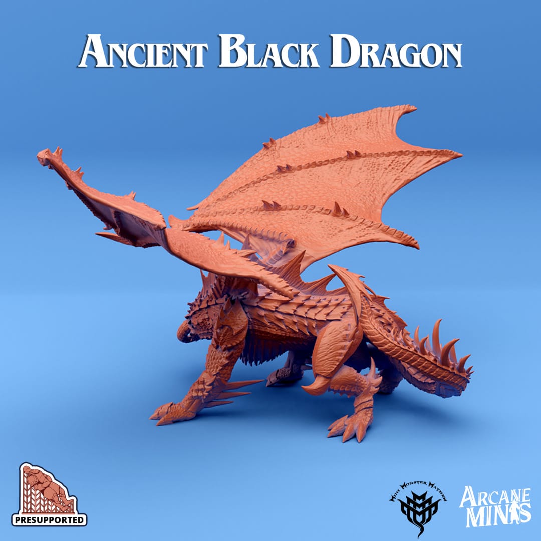3D Printed Sordane Publishing Ancient Black Dragon 28 32mm D&D - 3D Printing Boss 