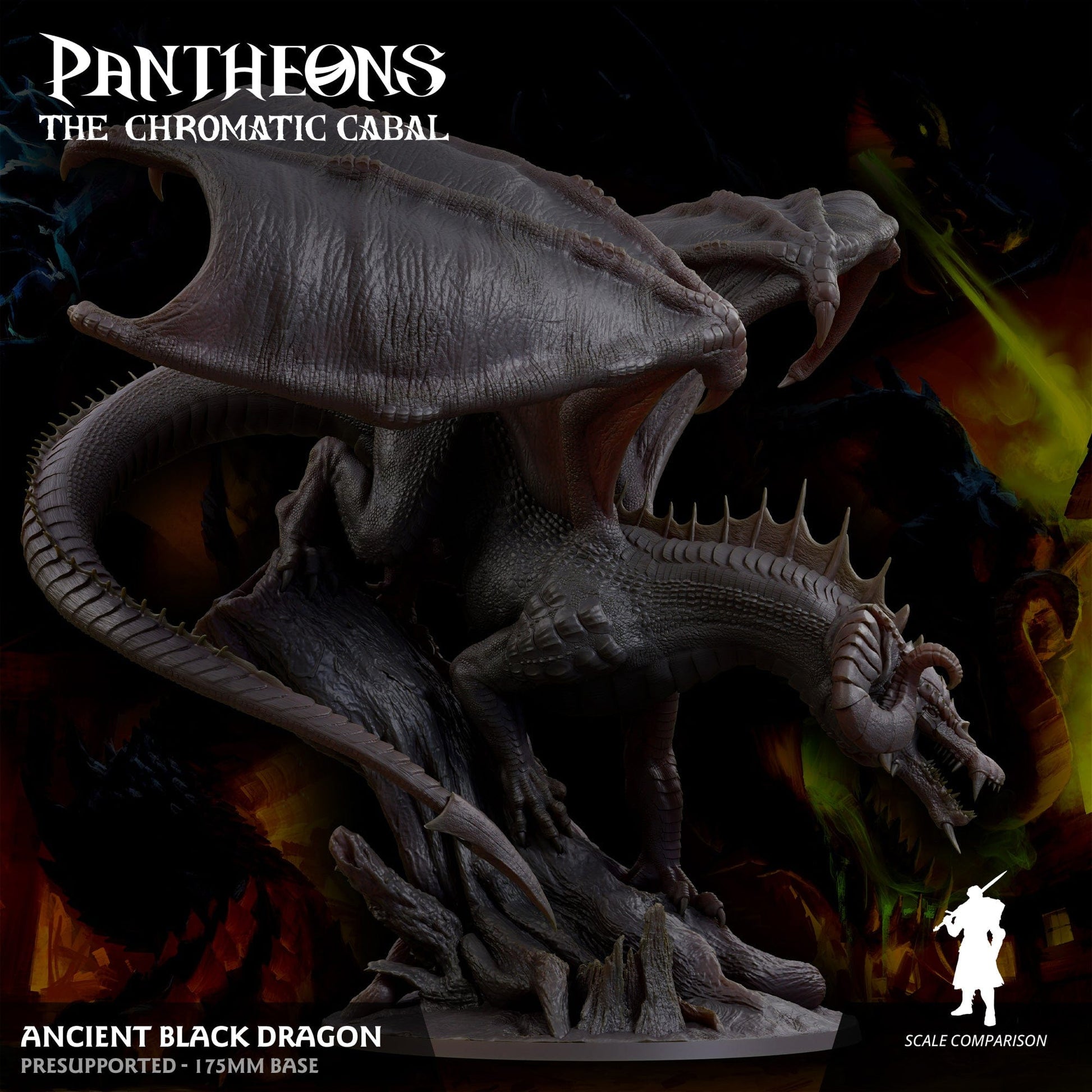 3D Printed Sordane Publishing Ancient Black Dragon Pantheons The Chromatic Cabal 28 32mm D&D - 3D Printing Boss 