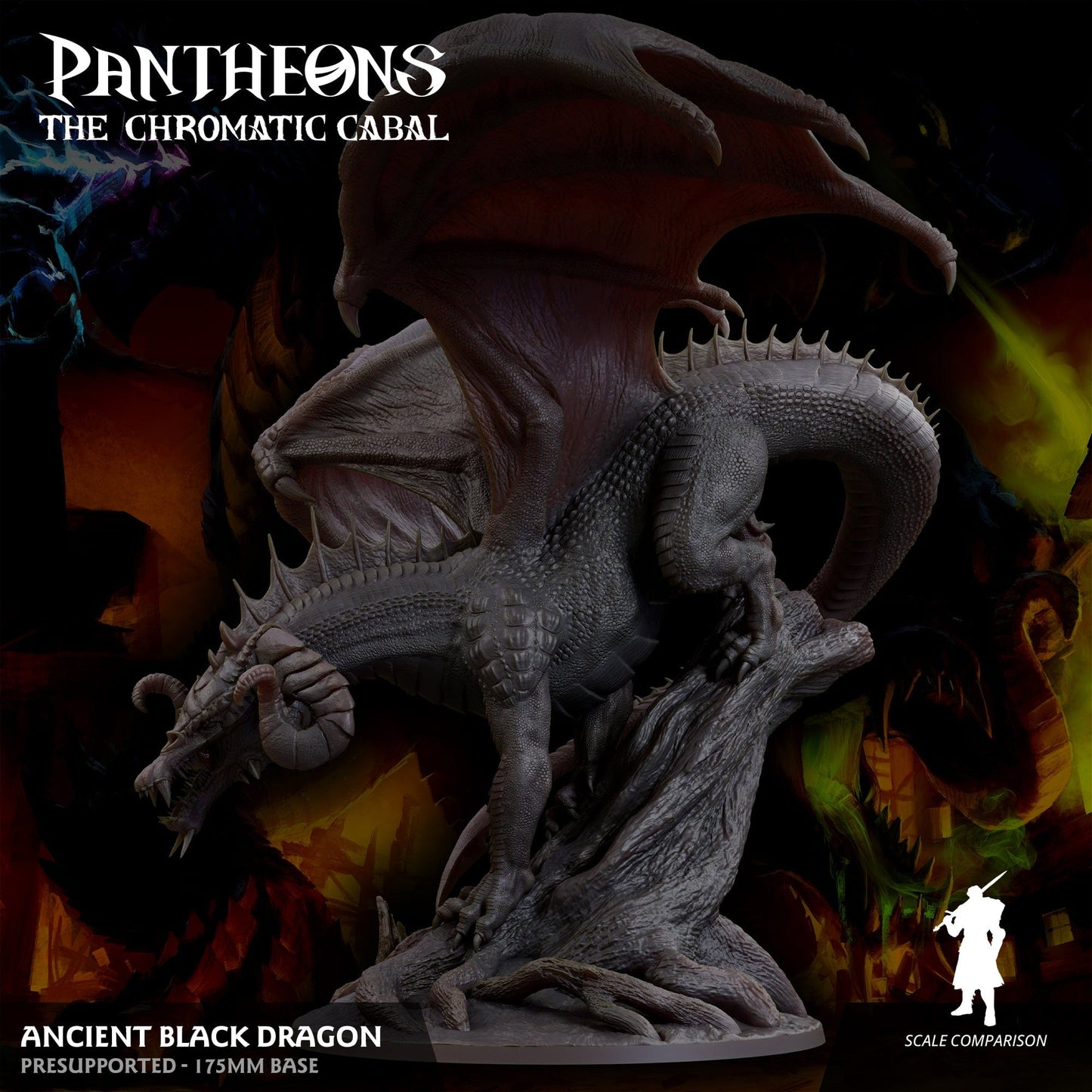 3D Printed Sordane Publishing Ancient Black Dragon Pantheons The Chromatic Cabal 28 32mm D&D - 3D Printing Boss 