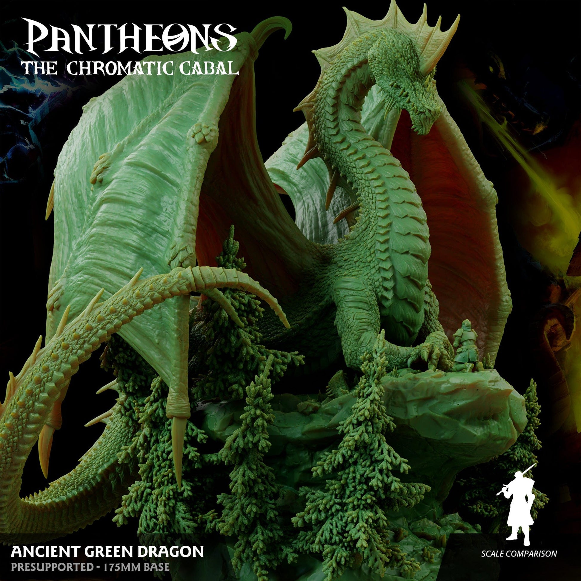 3D Printed Sordane Publishing Ancient Green Dragon Pantheons - The Chromatic Cabal  28 32mm D&D - 3D Printing Boss 