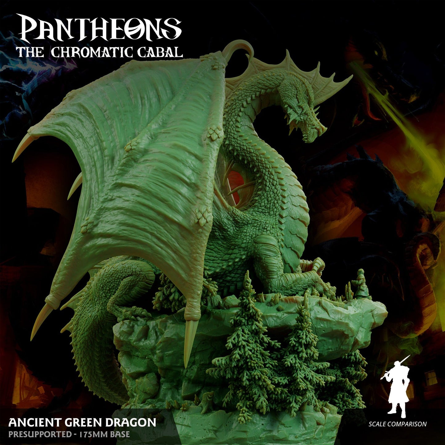 3D Printed Sordane Publishing Ancient Green Dragon Pantheons - The Chromatic Cabal  28 32mm D&D - 3D Printing Boss 