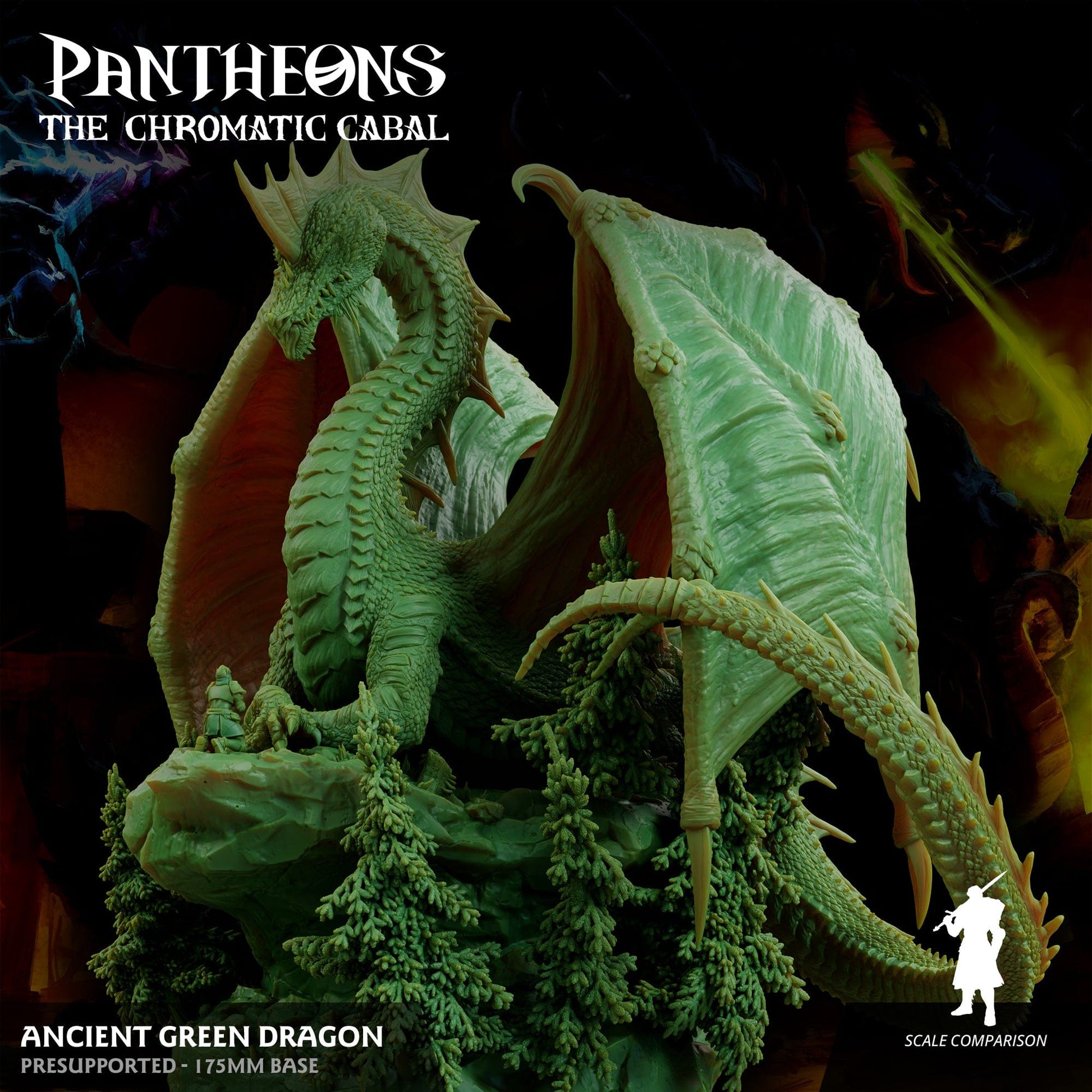 3D Printed Sordane Publishing Ancient Green Dragon Pantheons - The Chromatic Cabal  28 32mm D&D - 3D Printing Boss 