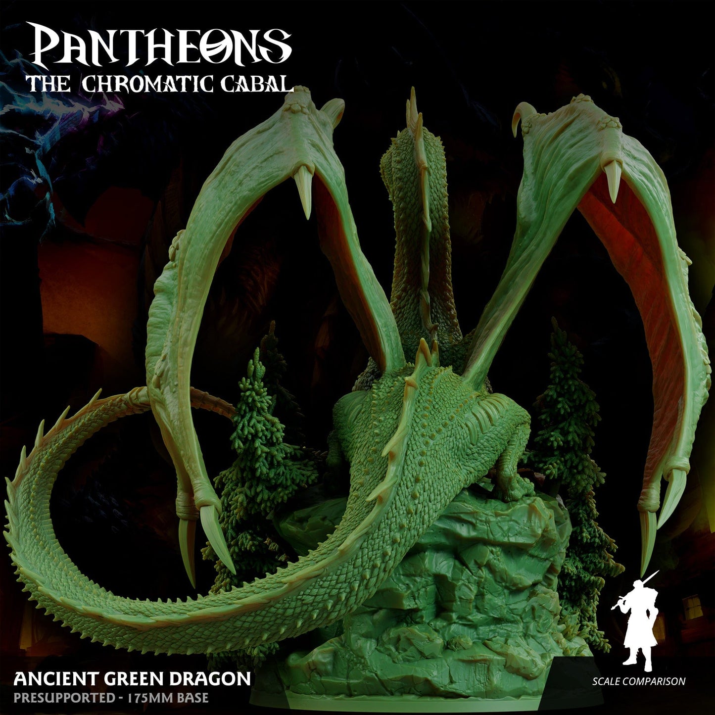3D Printed Sordane Publishing Ancient Green Dragon Pantheons - The Chromatic Cabal  28 32mm D&D - 3D Printing Boss 