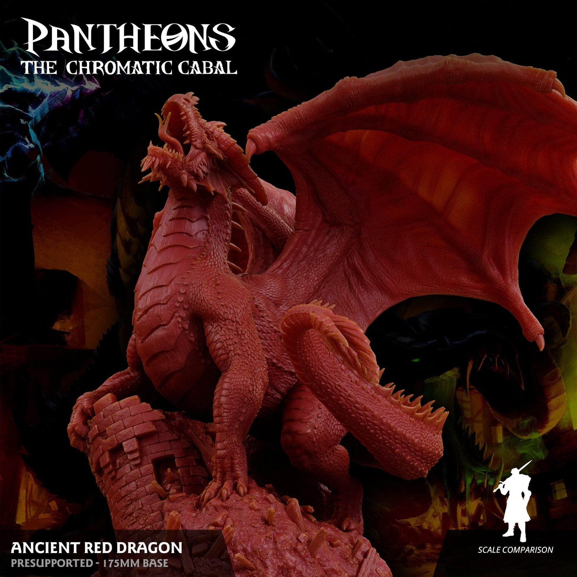 3D Printed Sordane Publishing Ancient Red Dragon Pantheons - The Chromatic Cabal 28mm 32mm D&D - 3D Printing Boss 