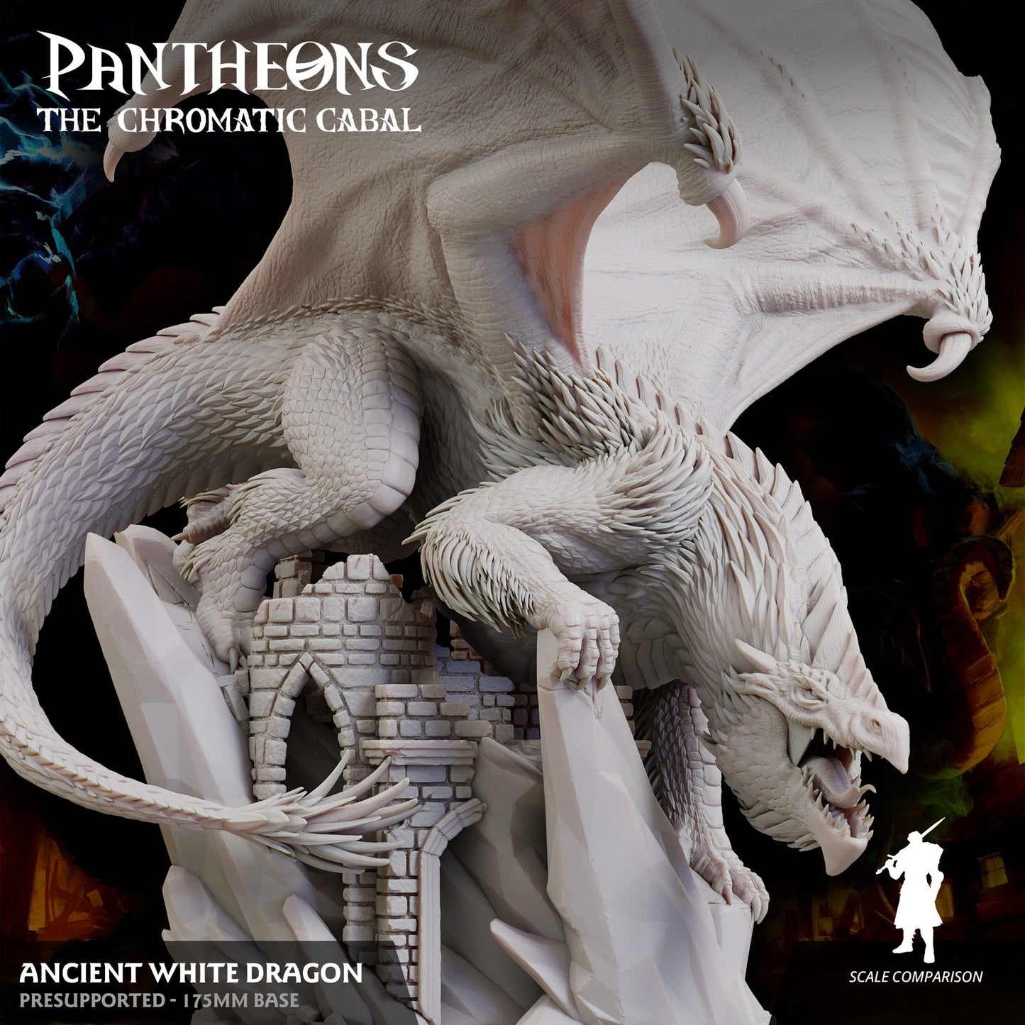 3D Printed Sordane Publishing Ancient White Dragon Pantheons - The Chromatic Cabal 28 32mm D&D - 3D Printing Boss 