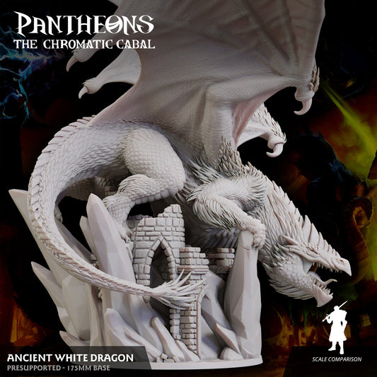 3D Printed Sordane Publishing Ancient White Dragon Pantheons - The Chromatic Cabal 28 32mm D&D - 3D Printing Boss 
