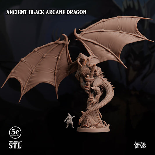 3D Printed Sordane Publishing Anicent Black Arcane Dragon 28 32mm D&D - 3D Printing Boss 