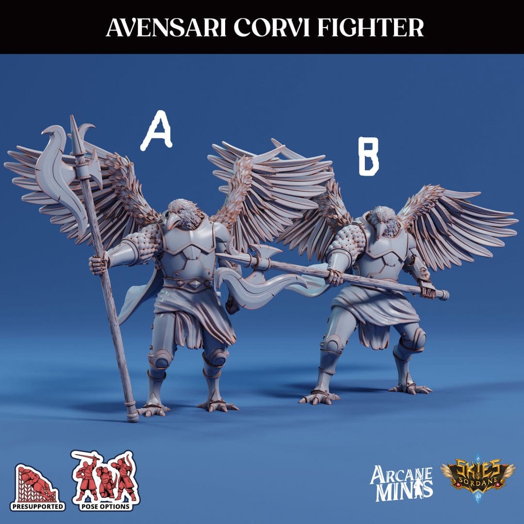 3D Printed Sordane Publishing Arcane Minis Avensari Corvi Fighter Mighty Skies A Sordane Stories Set 28 32mm D&D - 3D Printing Boss 