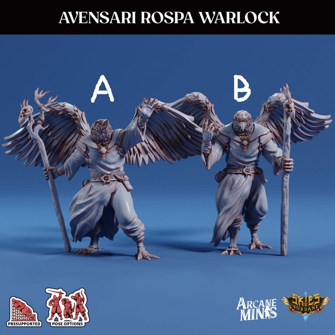 3D Printed Sordane Publishing Arcane Minis Avensari Rospa Warlock Mighty Skies A Sordane Stories Set 28 32mm D&D - 3D Printing Boss 