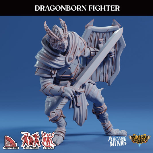3D Printed Sordane Publishing Arcane Minis Dragonborn Fighter Scrapper Pirates Set 28 32mm D&D - 3D Printing Boss 