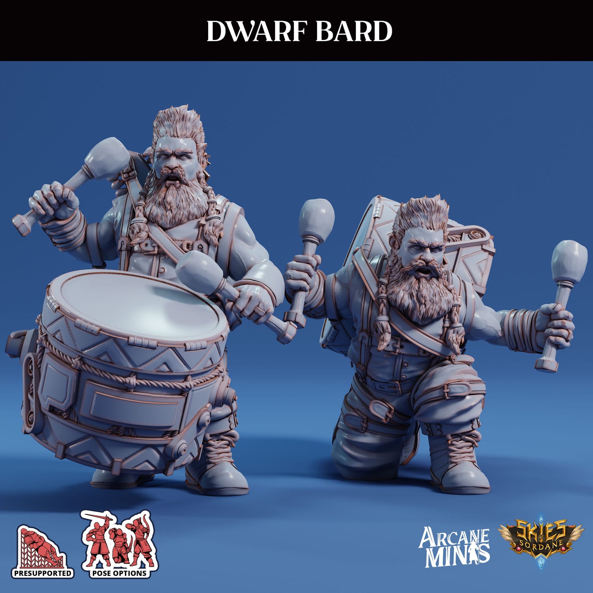 3D Printed Sordane Publishing Arcane Minis Dwarf Bard Swindler's Luck Part Two 28 32mm D&D - 3D Printing Boss 