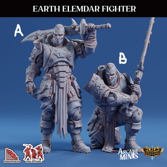 3D Printed Sordane Publishing Arcane Minis Earth Elemdar Fighter Mighty Skies A Sordane Stories Set 28 32mm D&D - 3D Printing Boss 