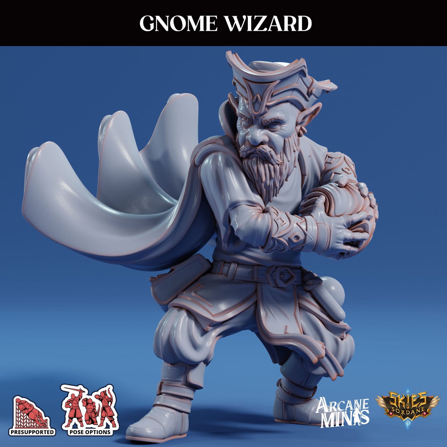 3D Printed Sordane Publishing Arcane Minis Gnome Wizard Swindler's Luck Part Two 28 32mm D&D - 3D Printing Boss 