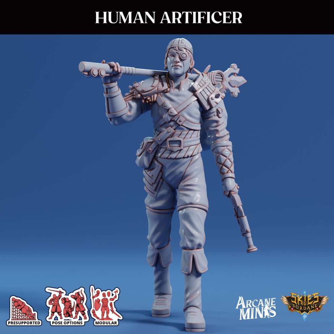 3D Printed Sordane Publishing Arcane Minis Human Artificer Scrapper Pirates Set 28 32mm D&D - 3D Printing Boss 
