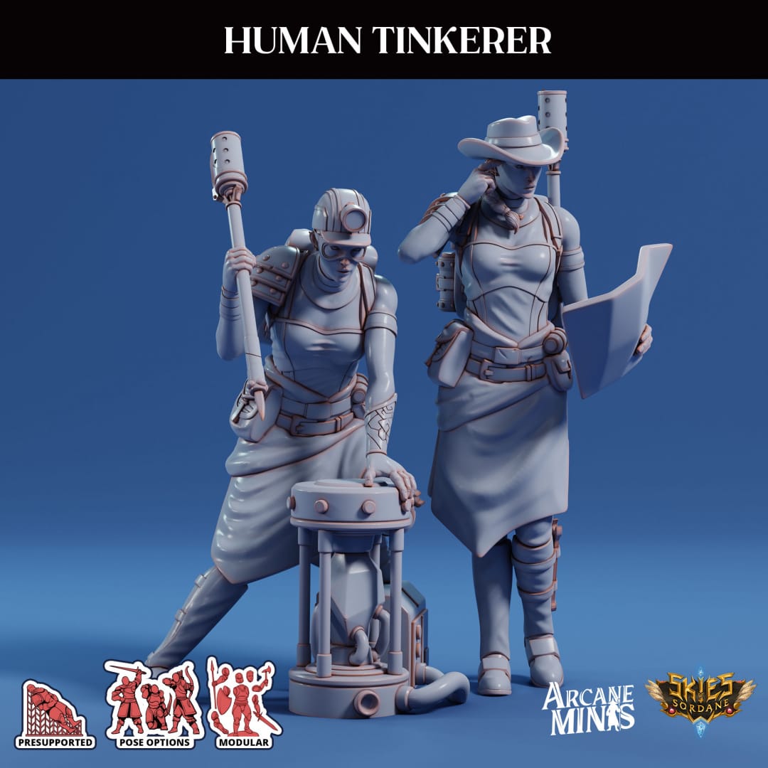 3D Printed Sordane Publishing Arcane Minis Human Tinkerer Scrapper Pirates Set 28 32mm D&D - 3D Printing Boss 
