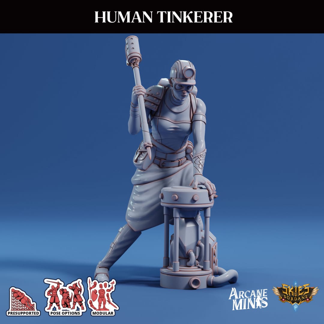 3D Printed Sordane Publishing Arcane Minis Human Tinkerer Scrapper Pirates Set 28 32mm D&D - 3D Printing Boss 
