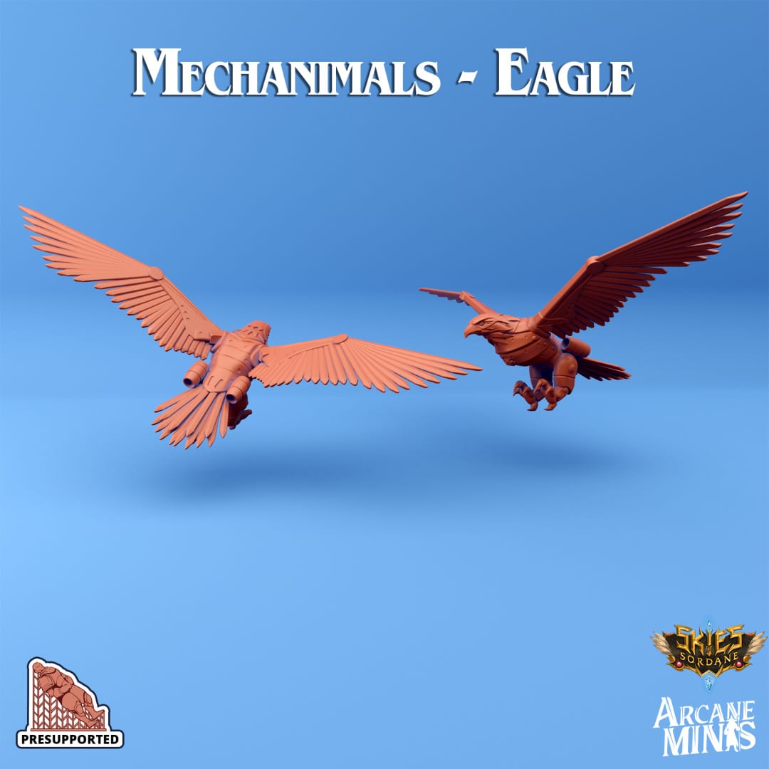 3D Printed Sordane Publishing Arcane Minis Mechanimal Eagle Mechanimals Set 28mm 32mm D&D - 3D Printing Boss 