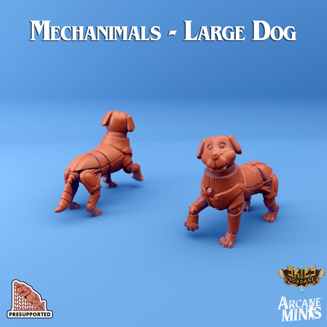 3D Printed Sordane Publishing Arcane Minis Mechanimal Large Dog Mechanimals Set 28mm 32mm D&D - 3D Printing Boss 