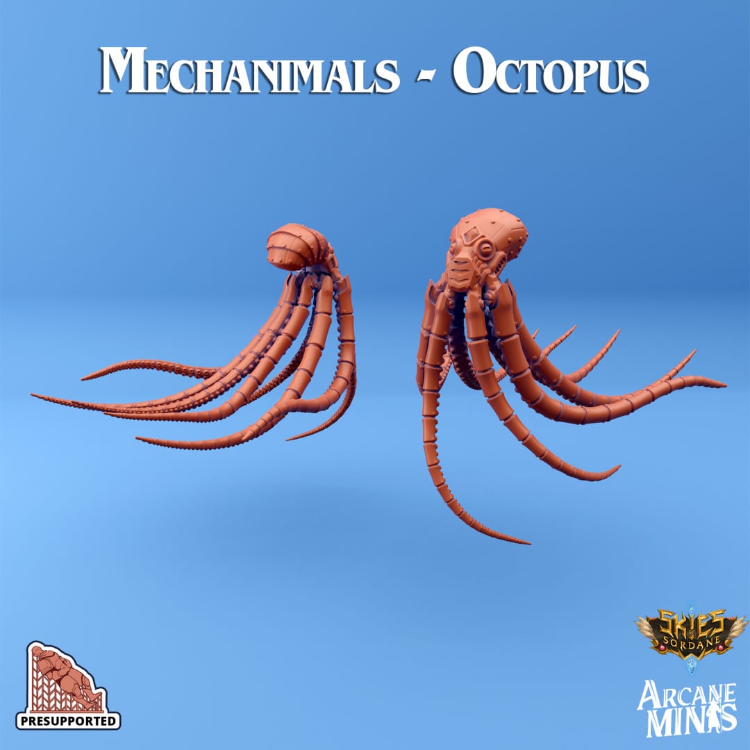3D Printed Sordane Publishing Arcane Minis Mechanimal Octopus Mechanimals Set 28 32mm D&D - 3D Printing Boss 