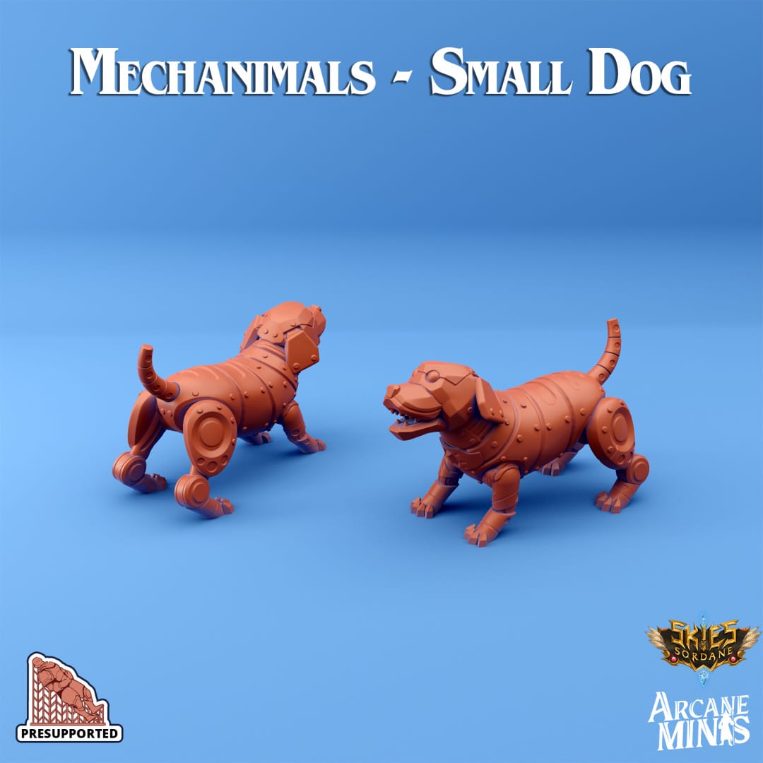 3D Printed Sordane Publishing Arcane Minis Mechanimal Small Dog Mechanimals Set 28 32mm D&D - 3D Printing Boss 