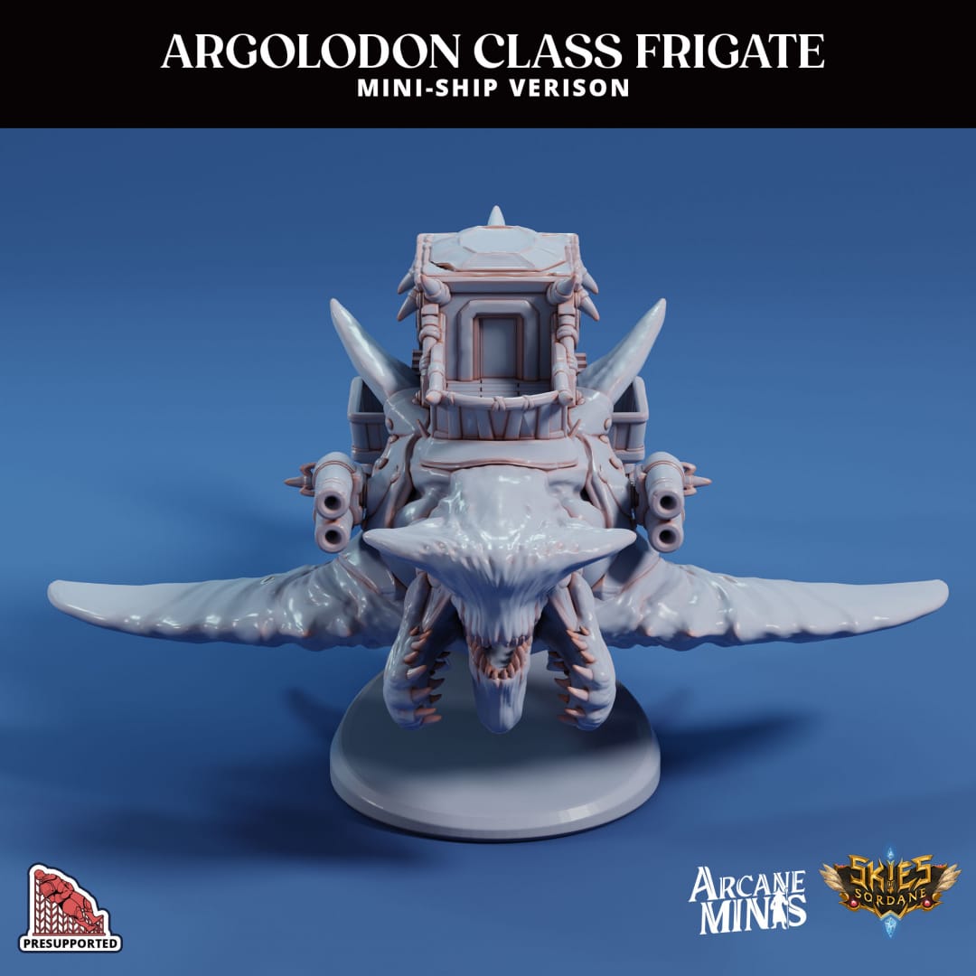 3D Printed Sordane Publishing Arcane Minis Mini Ship - Argolodon Frigate 28 32mm D&D - 3D Printing Boss 