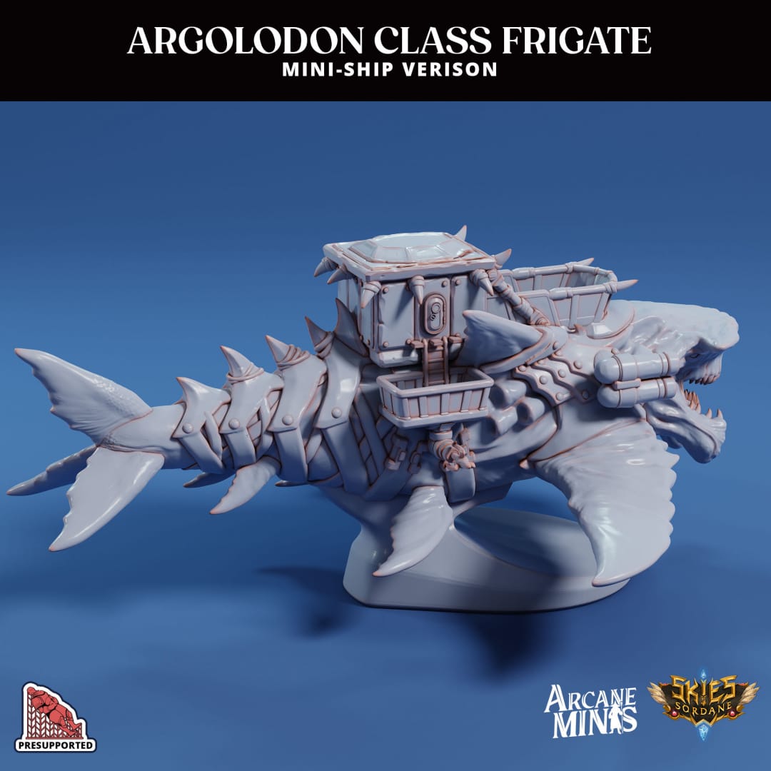 3D Printed Sordane Publishing Arcane Minis Mini Ship - Argolodon Frigate 28 32mm D&D - 3D Printing Boss 