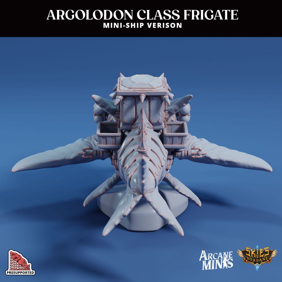3D Printed Sordane Publishing Arcane Minis Mini Ship - Argolodon Frigate 28 32mm D&D - 3D Printing Boss 