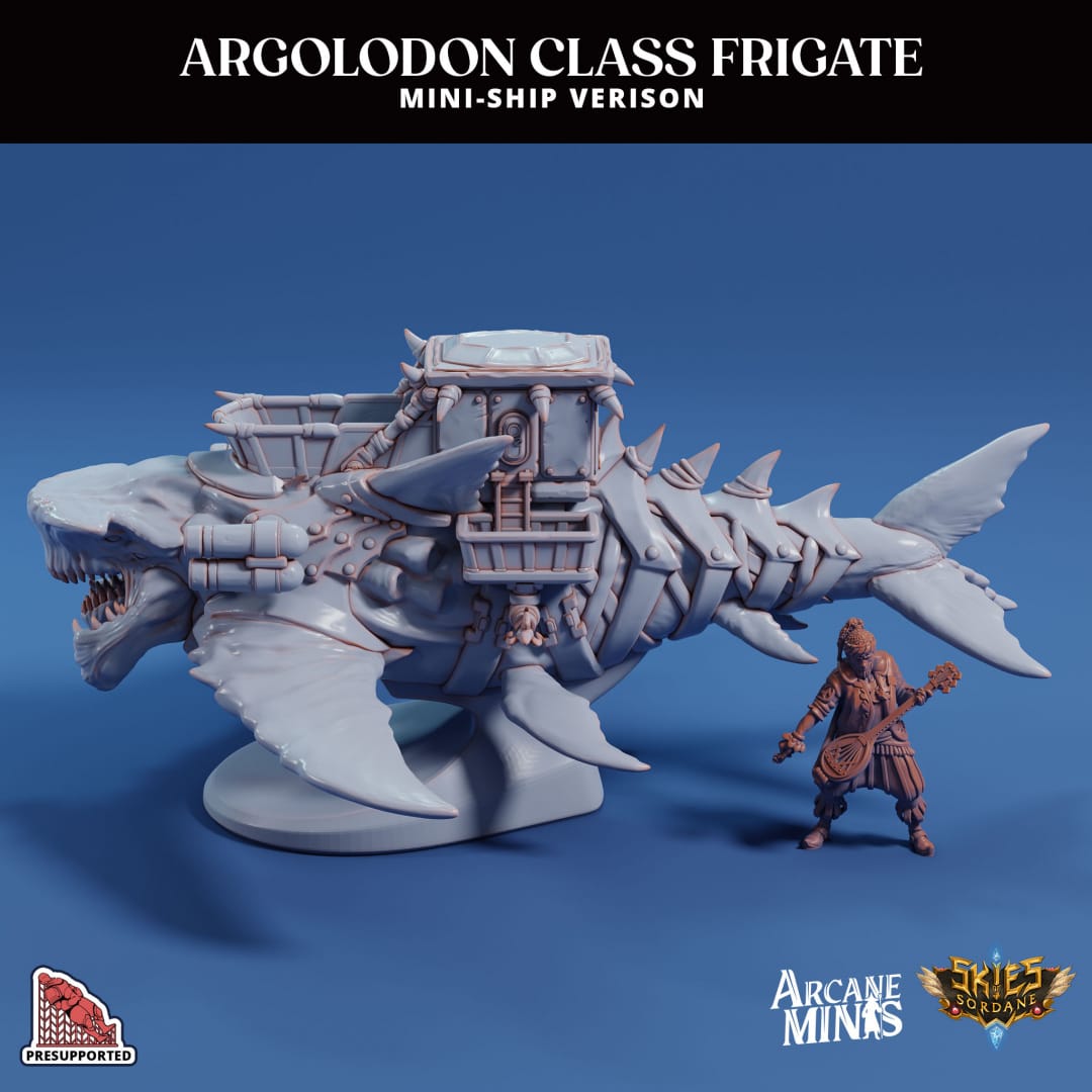 3D Printed Sordane Publishing Arcane Minis Mini Ship - Argolodon Frigate 28 32mm D&D - 3D Printing Boss 