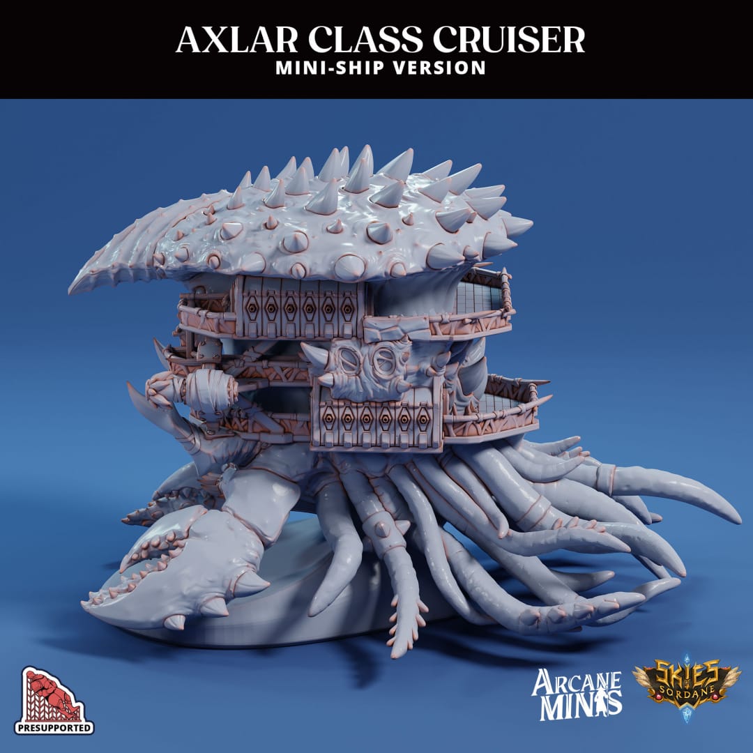 3D Printed Sordane Publishing Arcane Minis Mini Ship - Axlar Class Cruiser 28 32mm D&D - 3D Printing Boss 