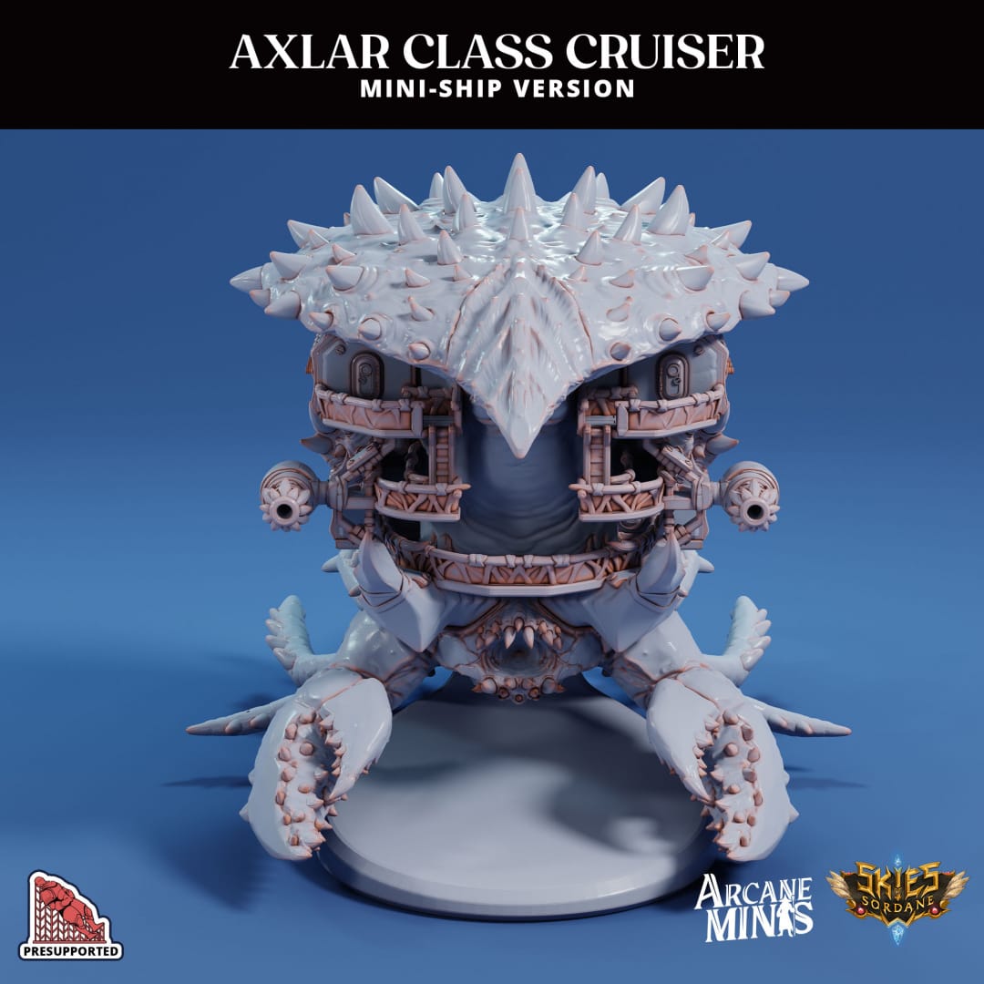 3D Printed Sordane Publishing Arcane Minis Mini Ship - Axlar Class Cruiser 28 32mm D&D - 3D Printing Boss 