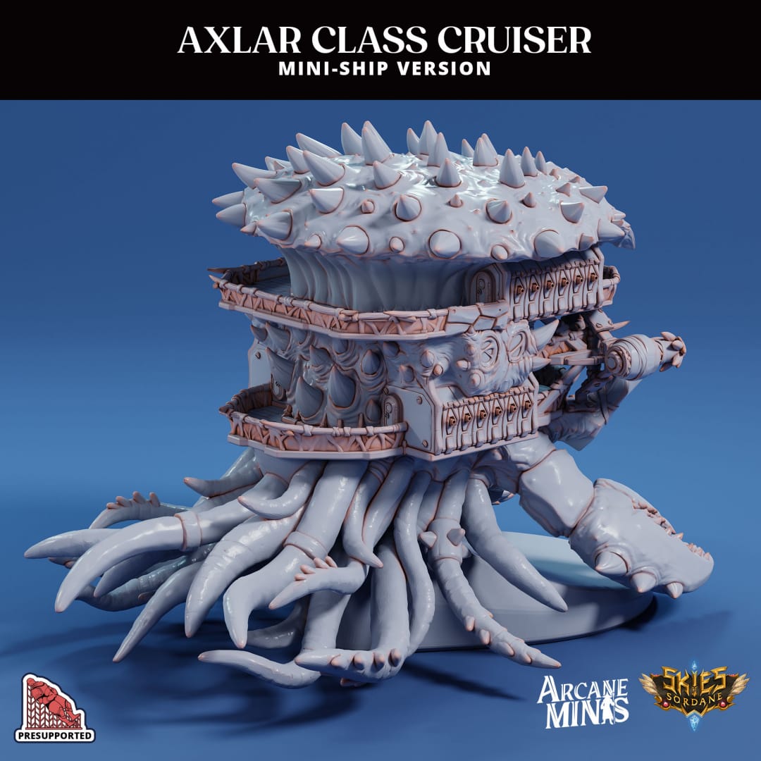3D Printed Sordane Publishing Arcane Minis Mini Ship - Axlar Class Cruiser 28 32mm D&D - 3D Printing Boss 