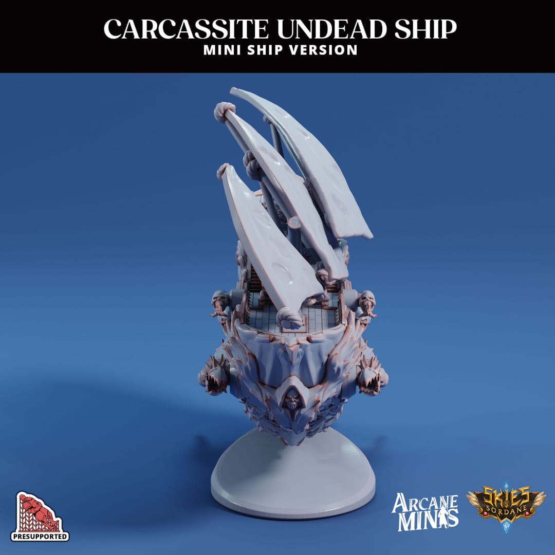 3D Printed Sordane Publishing Arcane Minis Mini Ship - Carcassite Ship 28 32mm D&D - 3D Printing Boss 