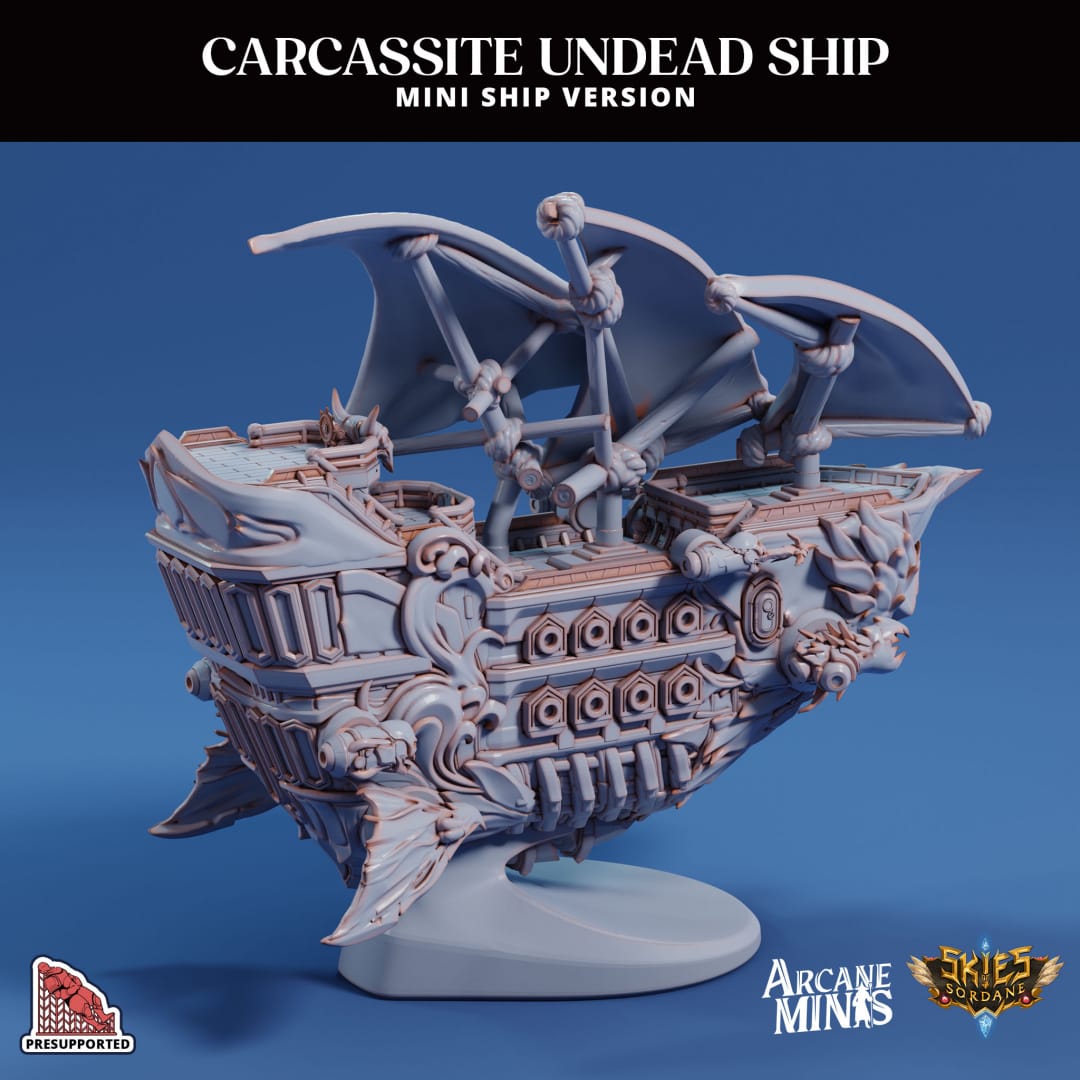 3D Printed Sordane Publishing Arcane Minis Mini Ship - Carcassite Ship 28 32mm D&D - 3D Printing Boss 