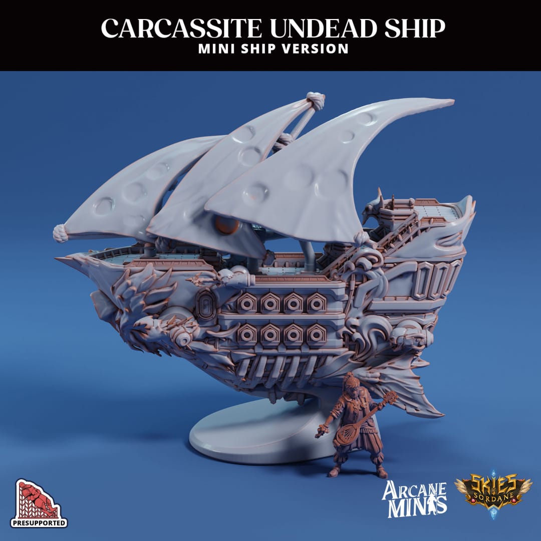 3D Printed Sordane Publishing Arcane Minis Mini Ship - Carcassite Ship 28 32mm D&D - 3D Printing Boss 