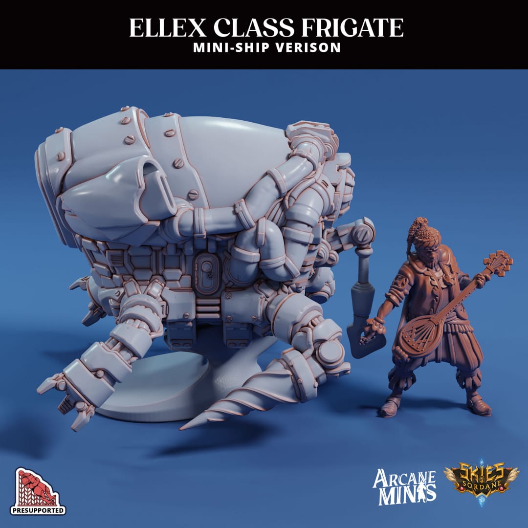 3D Printed Sordane Publishing Arcane Minis Mini Ship - Ellex Frigate 28 32mm D&D - 3D Printing Boss 