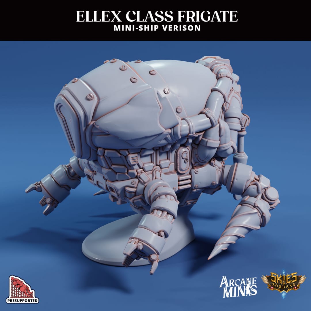 3D Printed Sordane Publishing Arcane Minis Mini Ship - Ellex Frigate 28 32mm D&D - 3D Printing Boss 